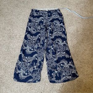 Roxy Navy Wide-Leg Paisley Print Palazzo Pants
